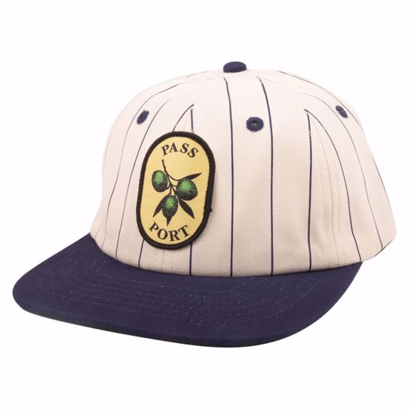 Olive Stripe 6 Panel Cap - Pass-Port - Navy