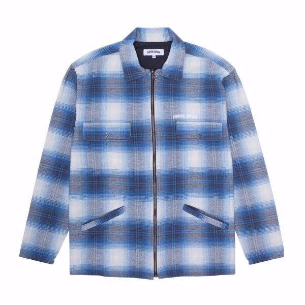 Full Zip Flannel Shirt - Fucking Awesome - Blue