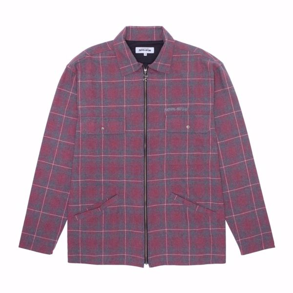 Full Zip Flannel Shirt - Fucking Awesome - Red