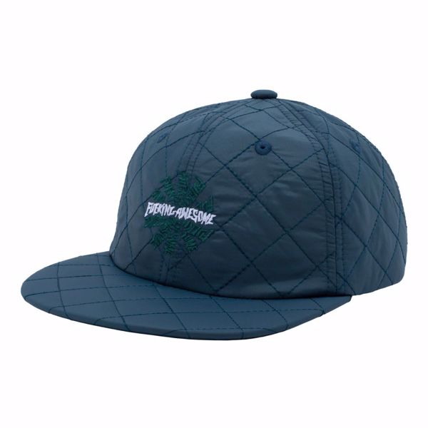 Quilted 6 Panel Strapback - Fucking Awesome - Teal