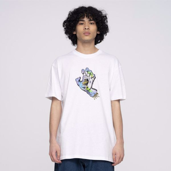 Holo Screaming Hand T-Shirt - Santa Cruz - White