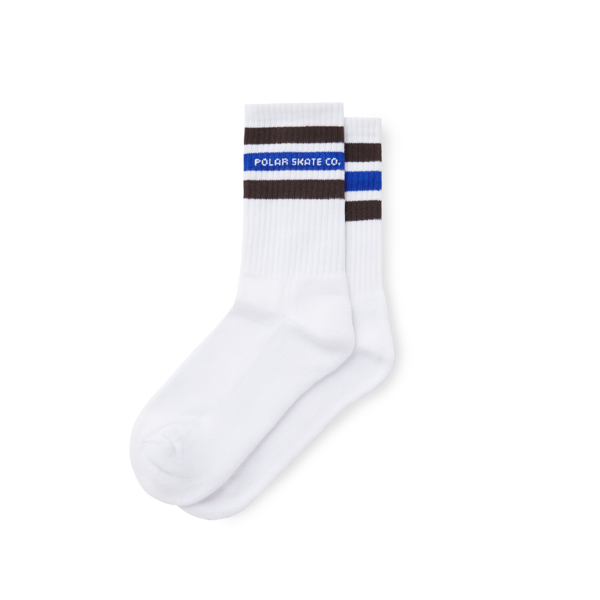 Fat Stripe Socks - Polar - White/Brown/Blue