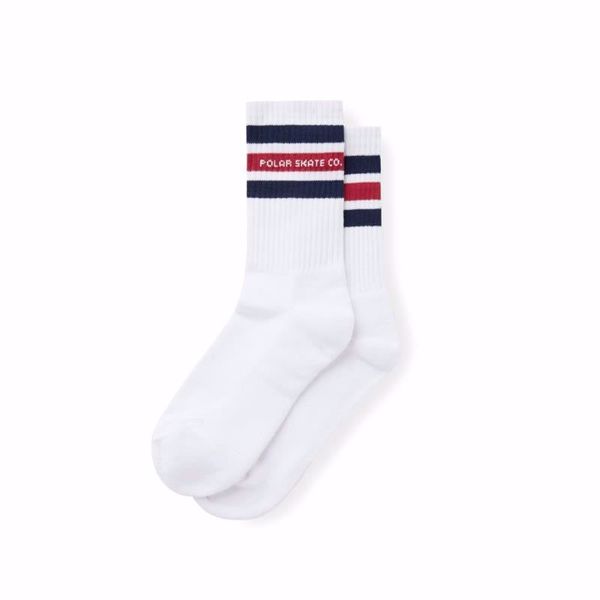 Fat Stripe Socks - Polar - White/Navy/Red