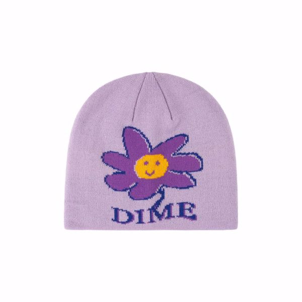 Cute Flower Skull Cap Beanie - Dime - Lavender