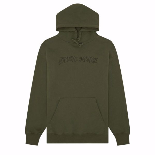 Outline Stamp Hoodie - Fucking Awesome - Olive
