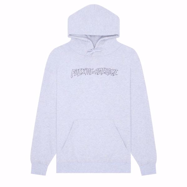 Outline Stamp Hoodie - Fucking Awesome - H. Grey