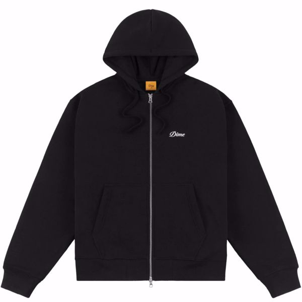 Cursive Small Logo Zip Hoodie - Dime - Black